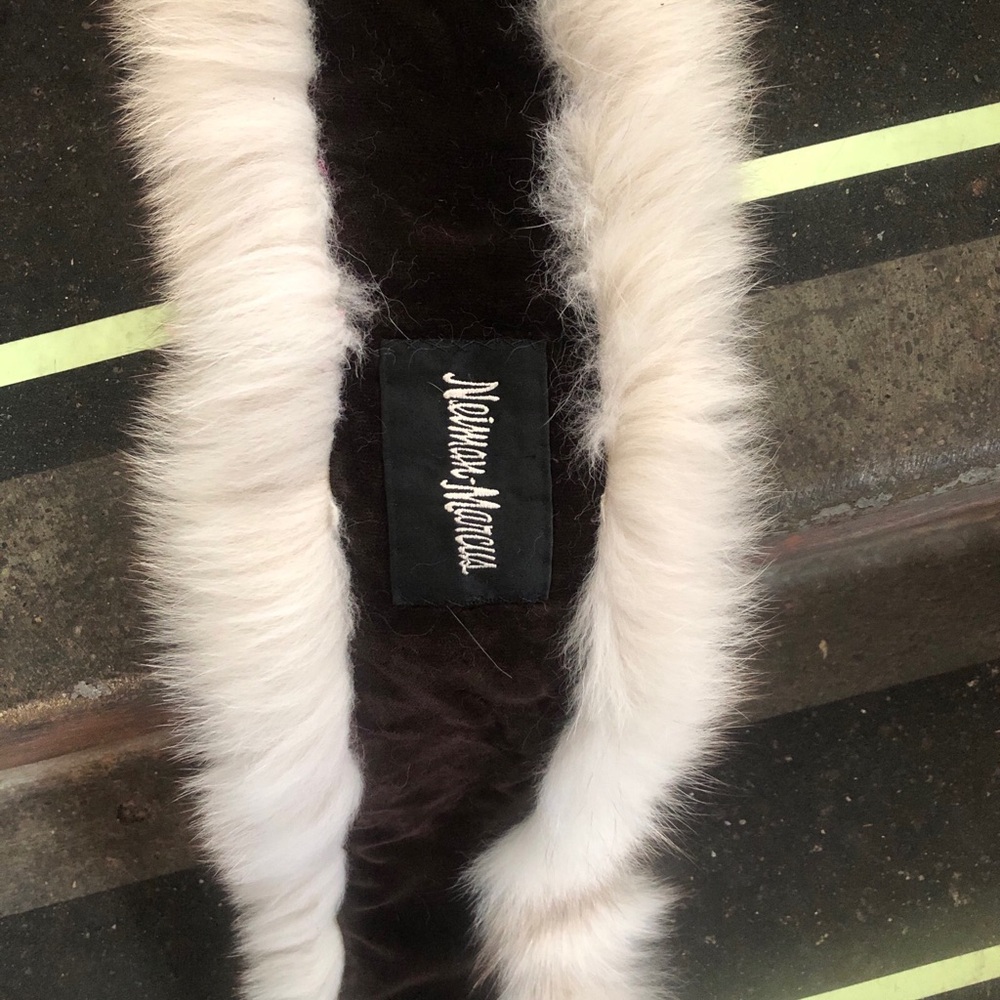 Neiman Marcus White Fur Trim with Dark Brown Backing
